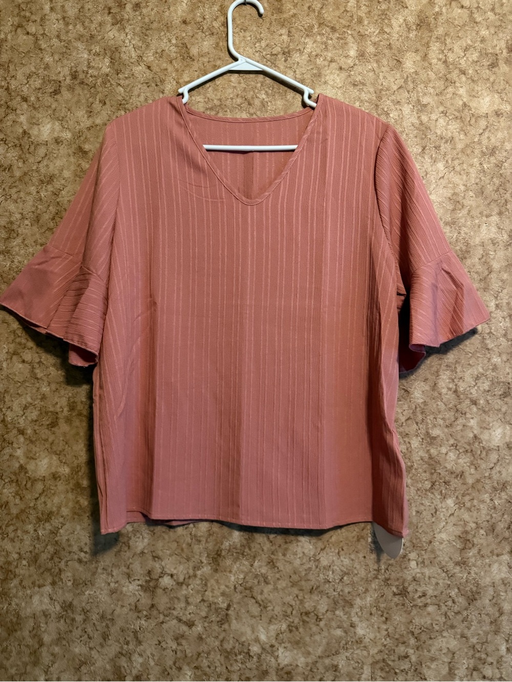 SHEIN Dusty Rose V-Neck Bell Sleeve Blouse